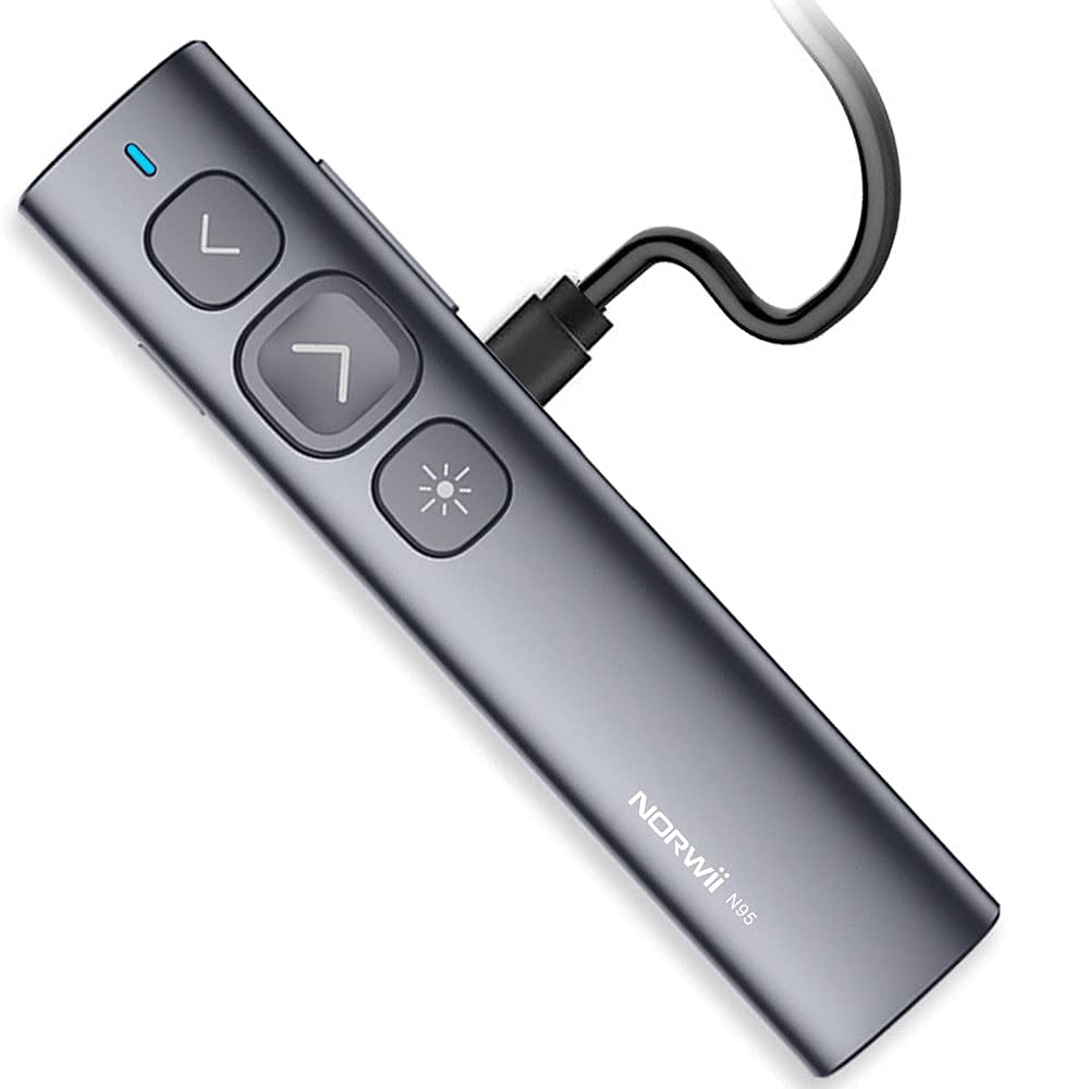 [Australia - AusPower] - NORWII N95 Rechargeable Presentation Clicker for Powerpoint Clicker with Soft and Big Button, Wireless Presenter Rechargeable Presentation Pointer Slide Clicker for Computer 2.4GHz 