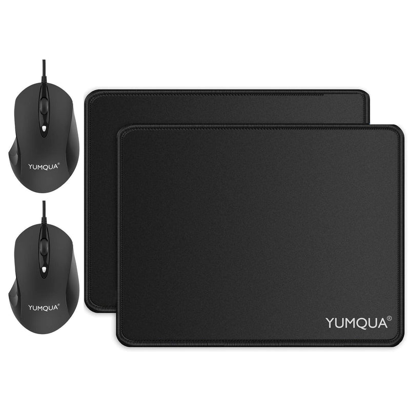 [Australia - AusPower] - YUMQUA G189 USB Wired Computer Mouse Bundle with Mouse Pad -2 Pack Set 