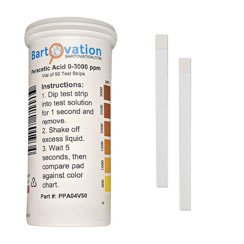 [Australia - AusPower] - Peracetic Acid Test Strips, Extra High-Level, 0-3000 ppm [Vial of 50 Strips] 