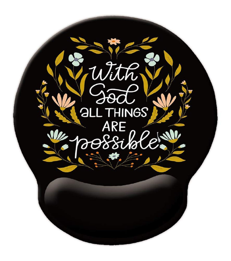 [Australia - AusPower] - Motivational and Inspirational Quote Wrist Protection Mouse Pad , with God All Things are Possible Bible Verse Scripture Quotes Religions Art 