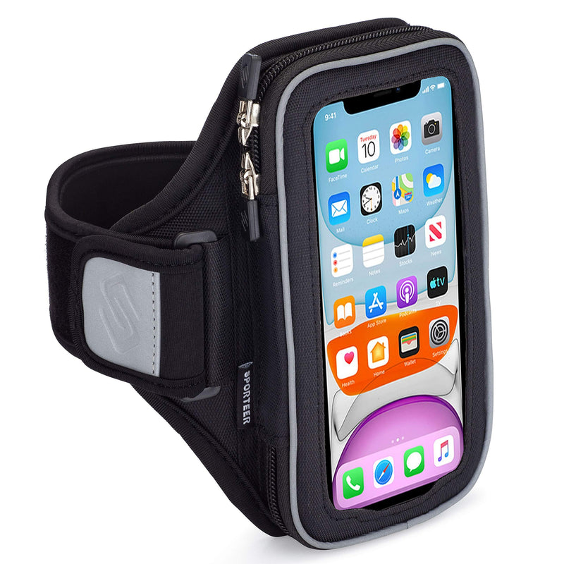 [Australia - AusPower] - Sporteer Velocity V7 Running Armband - Compatible with iPhone 13, 13 Pro, 12, 12 Pro, 11, XR, 11 Pro, Xs, 8, Galaxy Note 10, Galaxy S21, S20, S10, S9, Pixel 5, LG, Moto and More - Fits Most Cases M/L Straps 