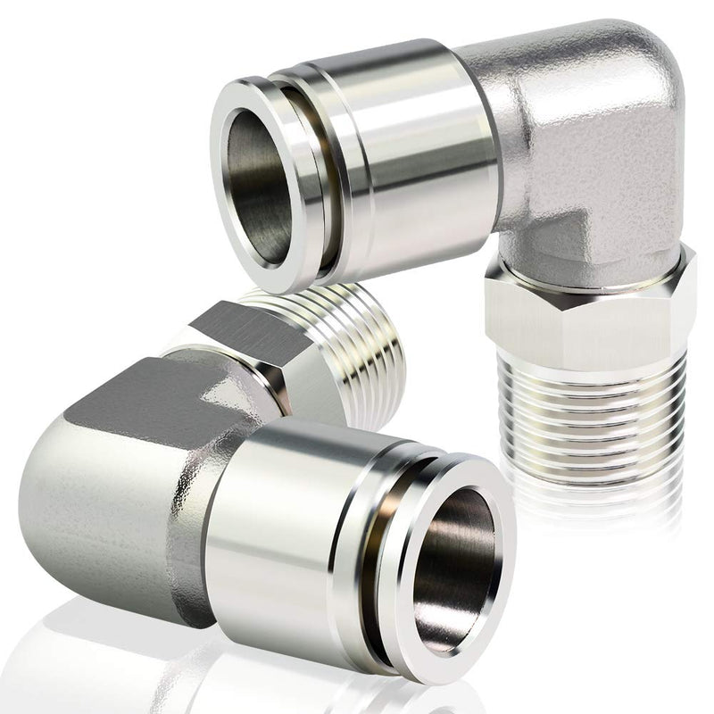 [Australia - AusPower] - TAILONZ PNEUMATIC 304 Stainless Steel Male Elbow - 1/2 Inch Tube OD x 1/2 Inch NPT Thread Push to Connect Tube Fitting PL-1/2-N4 (Pack of 2) 1/2''OD 1/2''NPT 
