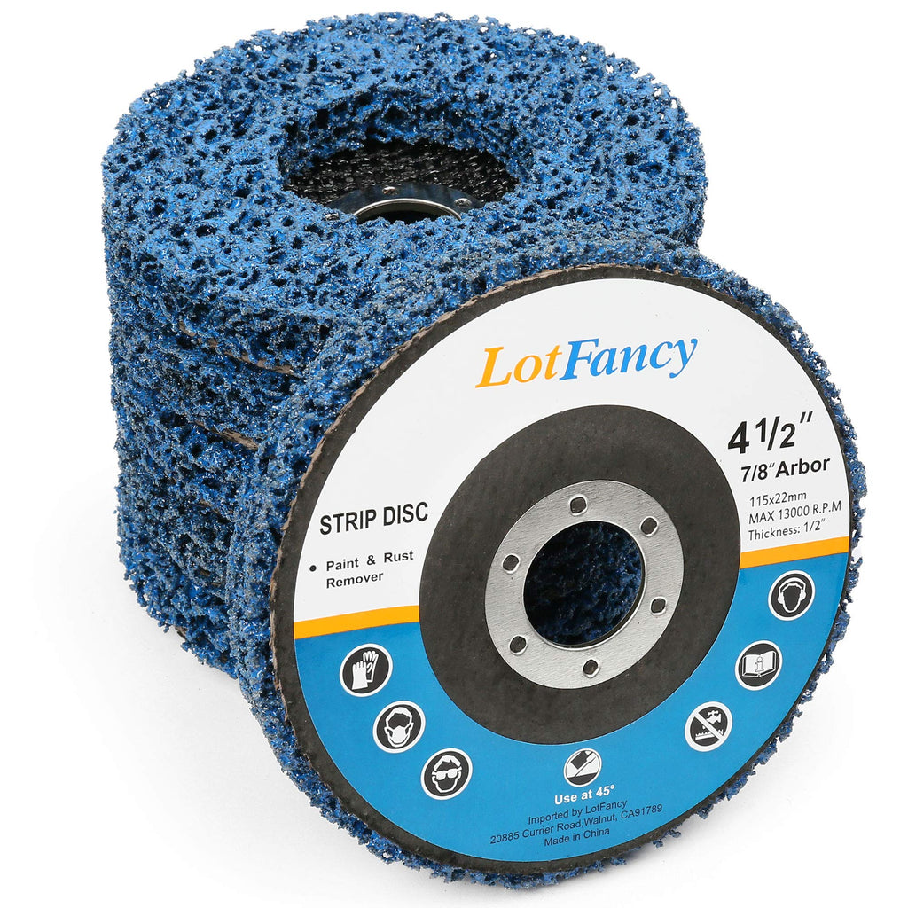 [Australia - AusPower] - LotFancy Stripping Disc, 6PCS 4 1/2” x 7/8” Quick Easy Strip and Clean Discs, Paint and Rust Remover Stripper for Angle Grinder, Silicon Carbide Abrasive Wheel for Wood Metal Fiberglass, Blue 