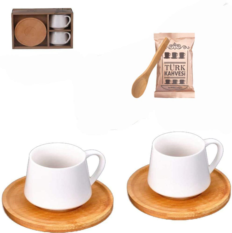 [Australia - AusPower] - Porcelain Espresso Cup Set Turkish Coffee Cup, Demitasse Set, Arabic, Greek Coffee Saucer Set, Set of 2 