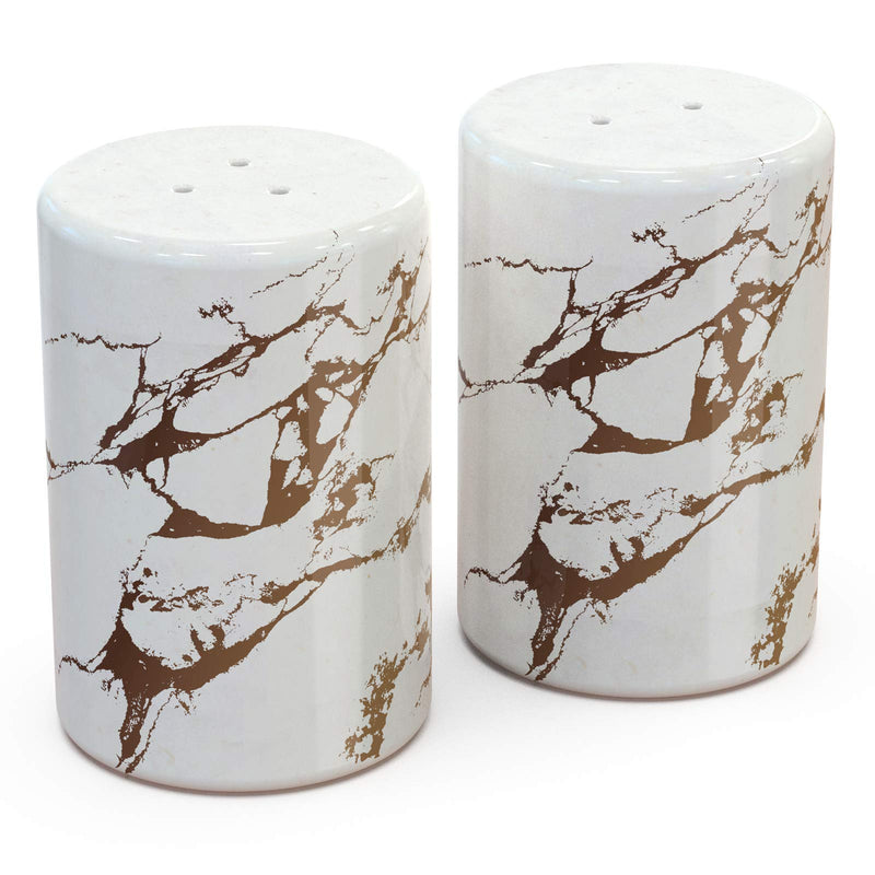 [Australia - AusPower] - Varato Design Gold Ceramic Salt and Pepper Shakers with Lids - Modern Salt and Pepper Shaker Set Gold Marble 