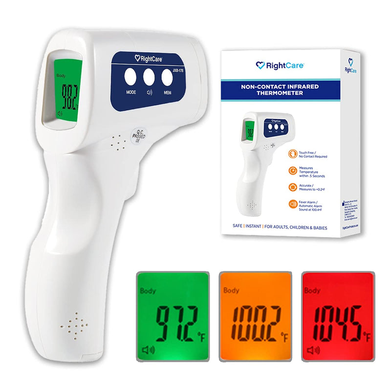 [Australia - AusPower] - RightCare No-Touch Infrared Forehead Thermometer with Instant Results for School, Home, and Businesses, 1 Count 