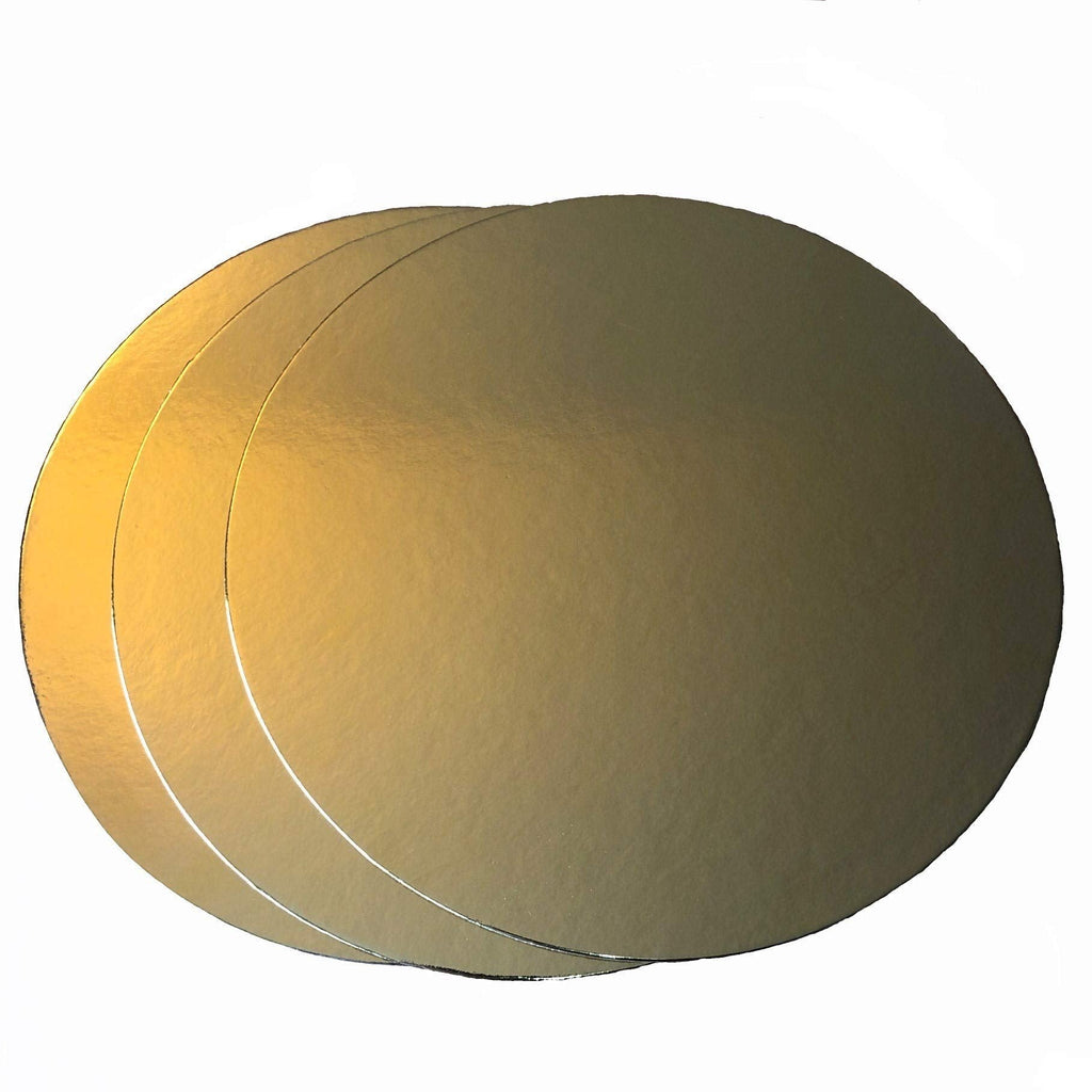 [Australia - AusPower] - Decorative Display Cardboard Cake Round Circle Base/Board 10 Inch Disposable 3 Pack (Gold) 