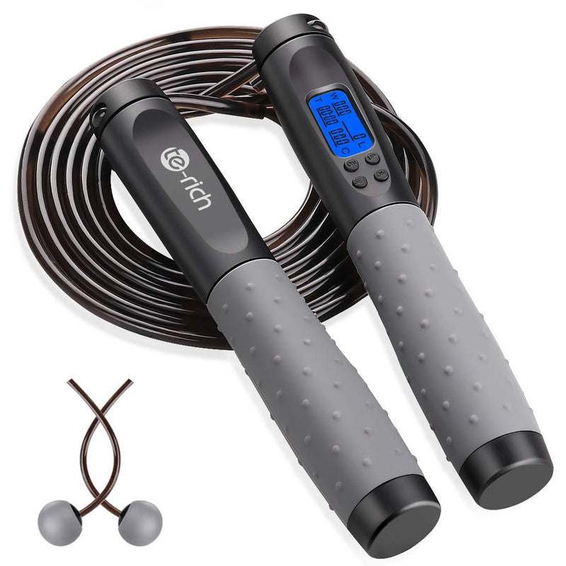 [Australia - AusPower] - Te-Rich Jump Rope, Weighted Jump Rope for Fitness, Skipping Rope with Counter - Heavy Handles, Adjustable Length - Cordless Jumping Rope for Men Women Kids 