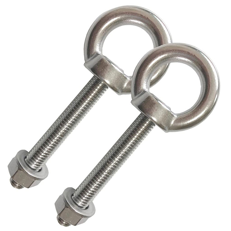 [Australia - AusPower] - AIVOOF Shoulder Eye Bolt, 2 Pack M10 Stainless Steel Shoulder Eye Bolts 3/8"x2.75" Eye Bolts Heavy Duty EyeBolts Screws in Eye Hooks with Washer and Nuts Muti-Function for Indoor Outdoor 