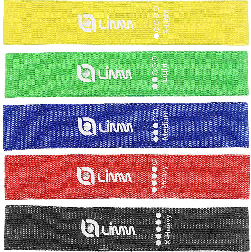 [Australia - AusPower] - Limm Resistance Loop Exercise Bands - Set of 5 Stretch Bands for Working Out with Instruction Guide & Carry Bag - Elastic Band for Home Workout & Physical Therapy for Women and Men 