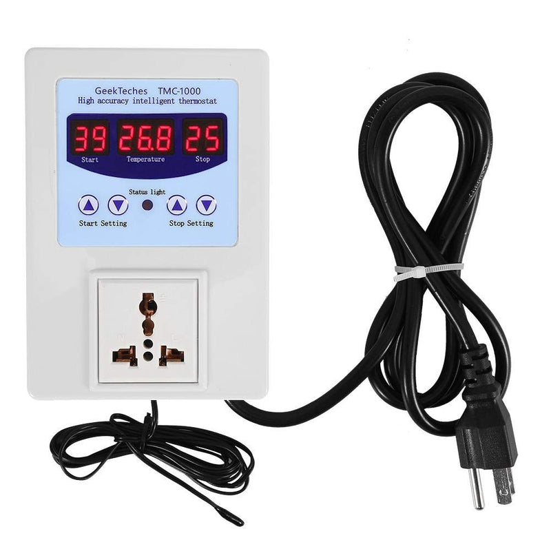 [Australia - AusPower] - TMC-1000 Digital Temperature Controller Outlet, LED Heating Cooling Control Thermostat, Intelligent Pre-Wired Temperature Controller with Sensor for Appliances of Home, Industry, AC110-240V 10A(US) 