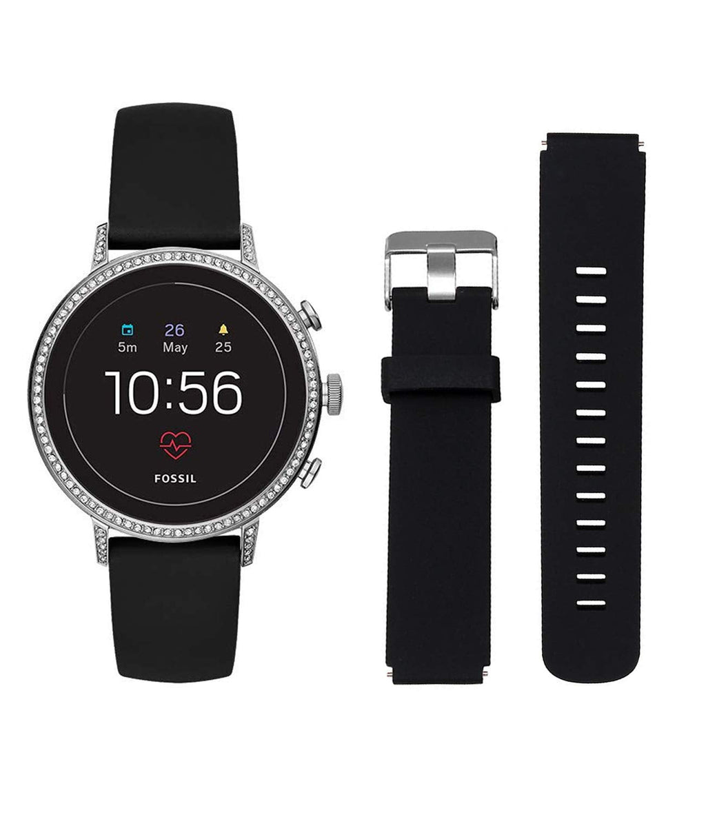 [Australia - AusPower] - Looy Fossil Q Venture HR Replacement Band, 18mm Classic Silicone Strap Band for Fossil Q Venture Gen 3 / Fossil Q Venture HR Gen 4 Smartwatch band 18mm - Black 
