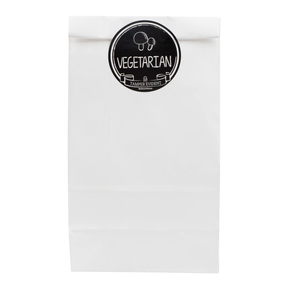 [Australia - AusPower] - Label Tek 2 Inch Tamper-Evident Stickers For Vegetarian Food, 500 Rolled Tamper Seal Stickers - Chalkboard Design, For Safe Food Delivery, Black With White Font Plastic To Go Stickers 