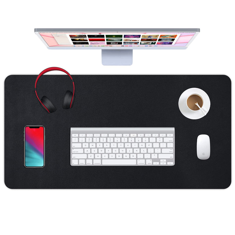 [Australia - AusPower] - Dual Sided Leather Desk Pad (23.6 x 13.7"), Office Waterproof Desk Mat, PU Mouse Pad, Desk Protector Cover, Desk Writing Mat for Office/Home/Work/Cubicle (Black/Red) A-black/Red 23.6“ x 13.7" 