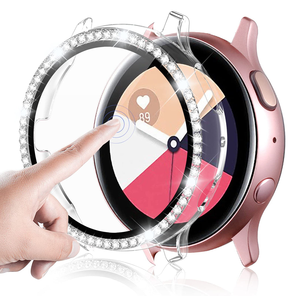 [Australia - AusPower] - GEAK Compatible for Samsung Galaxy Watch Active 2 Screen Protector, Crystal Diamonds Design for Women Girl Dressy Full Protective Bumper with HD Screen Protector for Galaxy Active 2 Watch 40mm Clear 