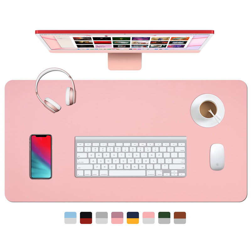 [Australia - AusPower] - Dual Sided Leather Desk Pad (23.6 x 13.7"), Office Waterproof Desk Mat, PU Mouse Pad, Desk Protector Cover, Desk Writing Mat for Office/Home/Work/Cubicle (Pink/Silver) A-pink/Silver 23.6“ x 13.7" 