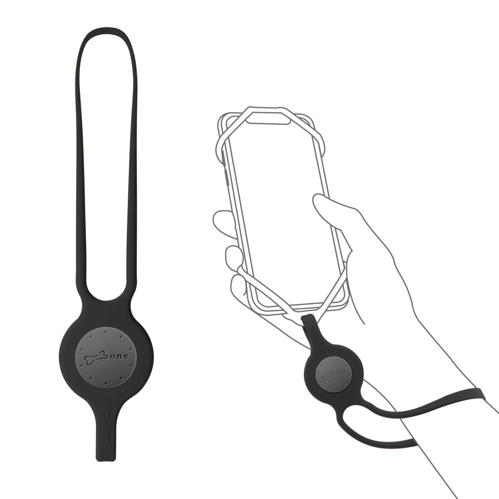 [Australia - AusPower] - Bone Strap Hook, Silicone Wrist Lanyard Waterproof Wrist Strap Multi-Purpose for Phone, Card, Wallet, Airpod Case, Name Badge, Key, USB, 6.7 inches- Black Black-Strap 