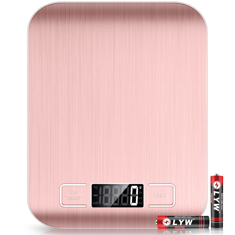 [Australia - AusPower] - Mik-Nana Food Scale, 22lb/10kg Digital Kitchen Scale Weight Grams and Oz for Baking and Cooking, 1g/0.1oz Precise Graduation, Easy Clean Stainless Steel Pink 
