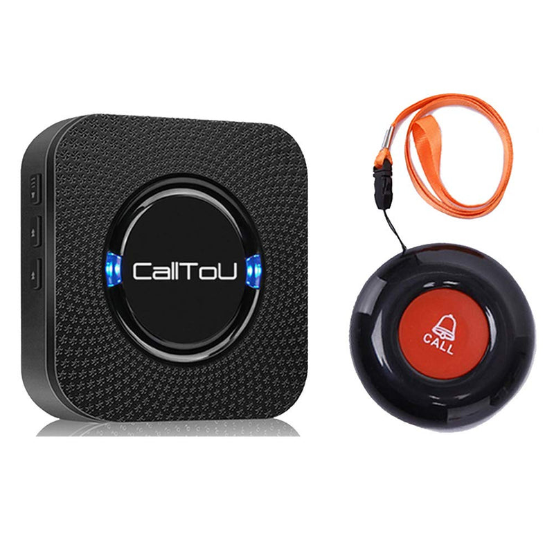 [Australia - AusPower] - CallToU Wireless Caregiver Pager Call Button Nurse Alert System Call Bell for Home/Elderly/Patients/Disabled 1 Waterproof Transmitters 1 Plugin Receivers,Black 