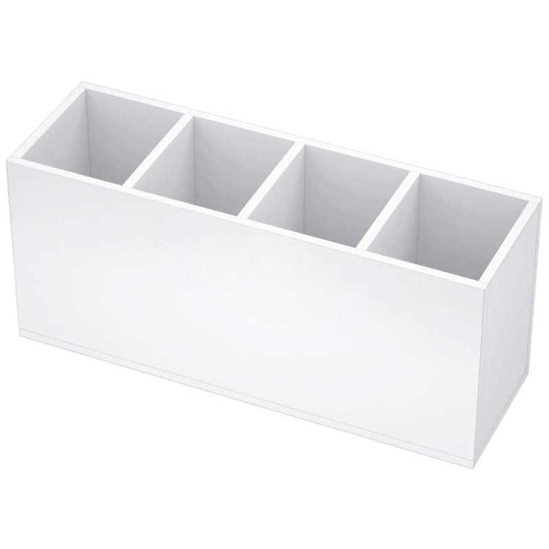 [Australia - AusPower] - NIUBEE Acrylic Pen Holder 4 Compartments, White Pencil Organizer Cup for Countertop Desk Accessory Storage (White) 4 Cube 