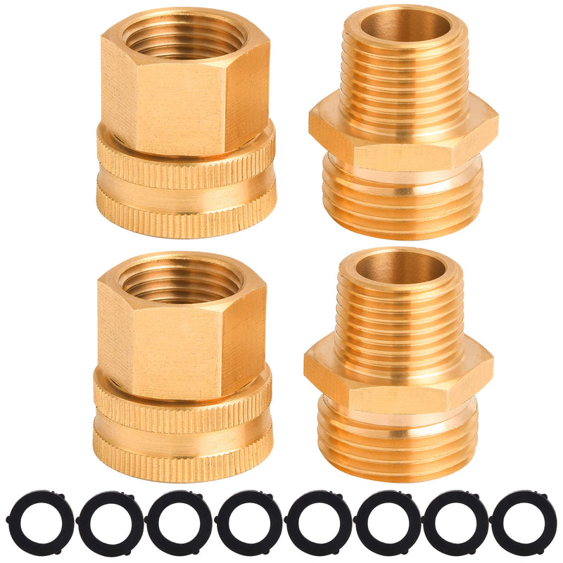 [Australia - AusPower] - M MINGLE Garden Hose Adapter, 3/4 Inch GHT to 1/2 Inch NPT, Double Male and Female Brass Connector, with Extra 8 Washers 