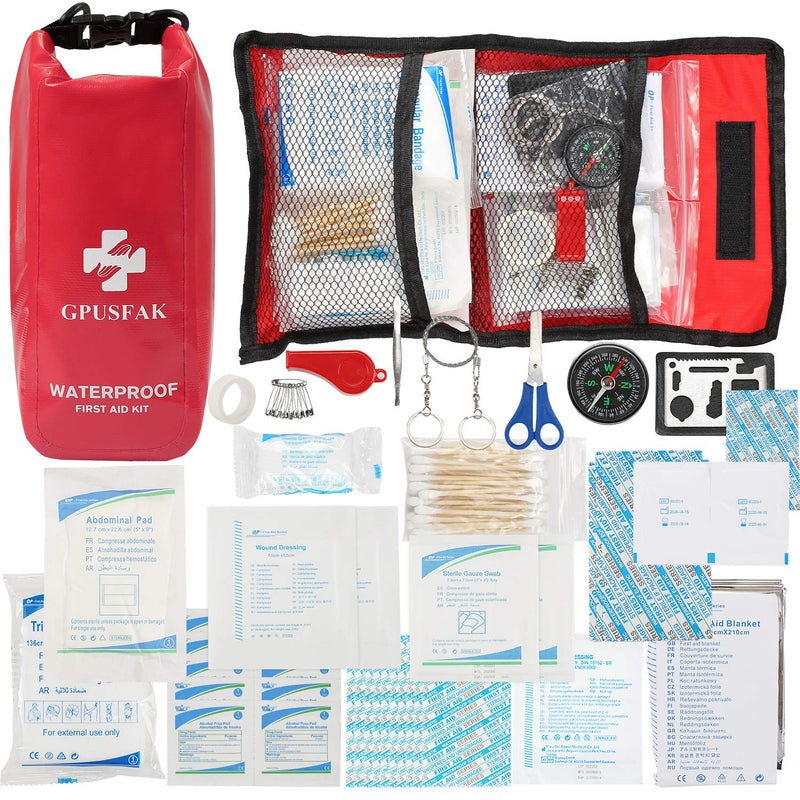 [Australia - AusPower] - GPUSFAK 103 Pieces Emergency Safety First Aid Kit 2-in-1 Waterproof First Aid Kit for Kayak Boating Backpacking, Snow and Water Sports 