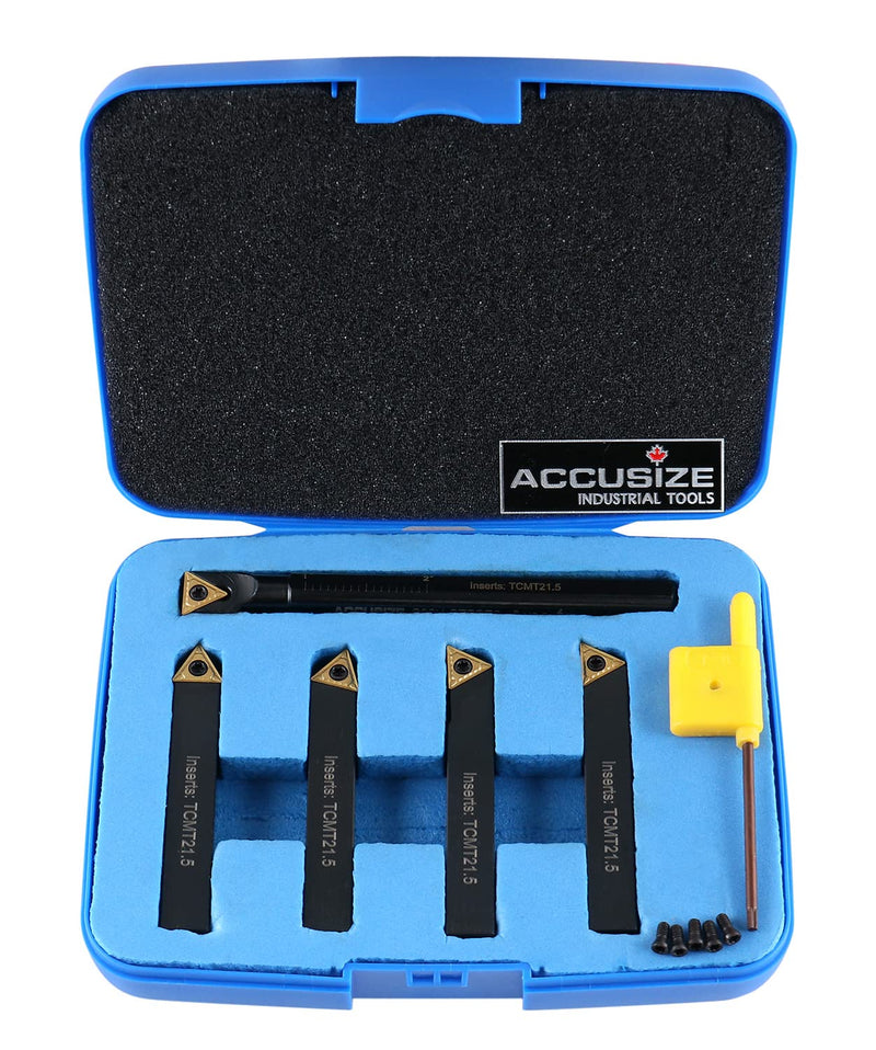[Australia - AusPower] - Accusize Industrial Tools 3/8" 5ps/set Indexable Turning Tool Set (4Ps turning + 1 PC boring), 2386-0038 3/8 in. 