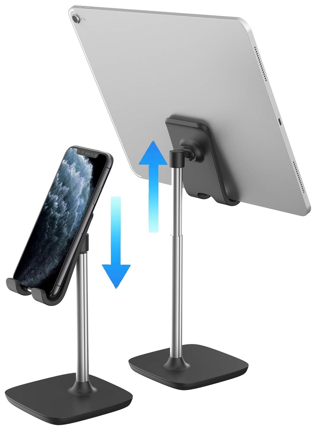 [Australia - AusPower] - Aduro Elevate Phone & Tablet Holder Stand, Adjustable Height Cell Phone Stand Holder for Desk Compatible with iPhone iPad Galaxy All Phones & Tablets (Black) Black 