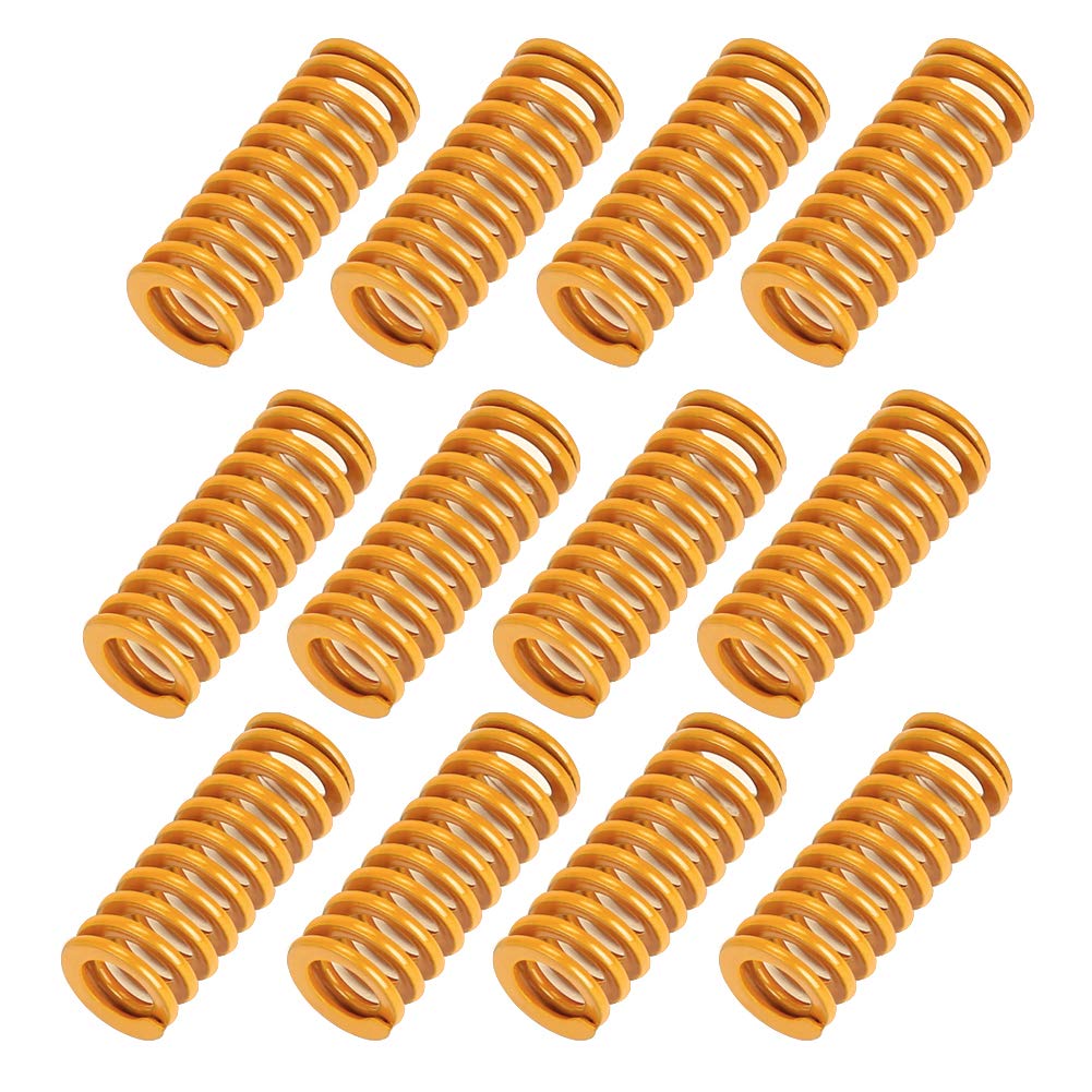 [Australia - AusPower] - Ovsor 3D Printer Die Spring 8mm OD 20mm Long Light Load Compression Mould Die Spring, 12 Pack Yellow Heated Bed Springs for Creality Ender 3s Bed 