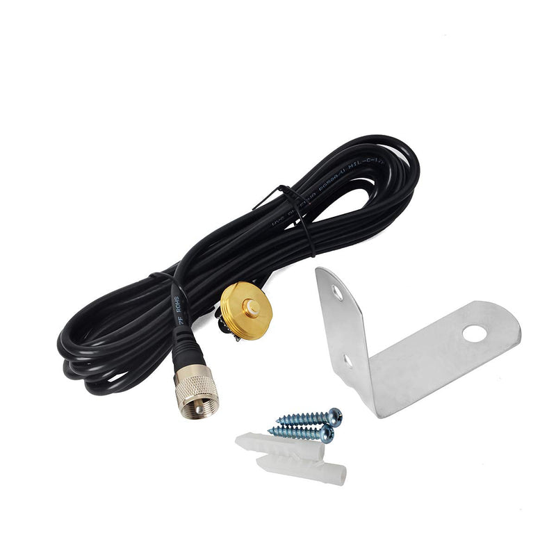 [Australia - AusPower] - TWAYRDIO Mobile Radio Antenna Roof Mount NMO Installation 13ft RG58 Coaxial Extension Cable PL259 Connector with Stainless Steel L-Bracket for Motorola Kenwood Vertex HYT Radios 