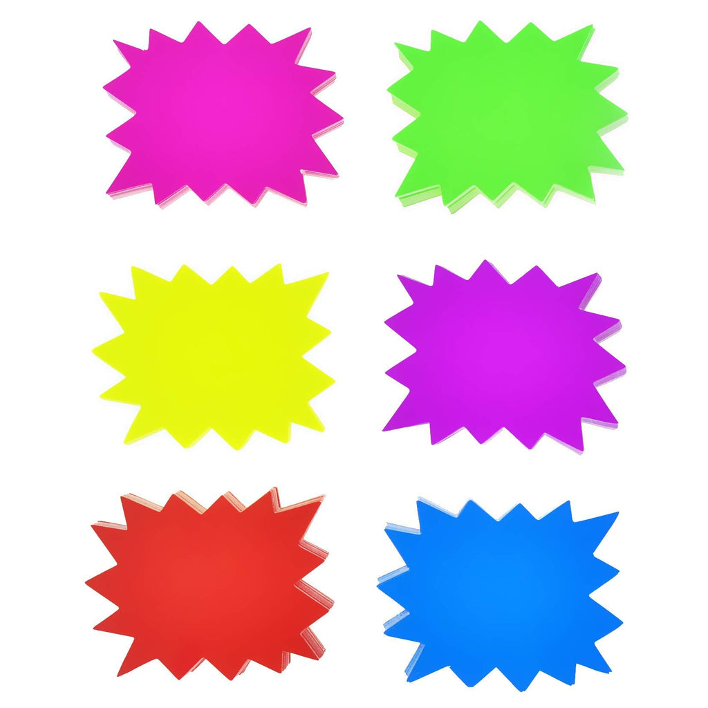 [Australia - AusPower] - 300 Pieces Paper Starburst Signs Star Burst Signs for Retail 6 Assorted Bright Color Display Tags to Boost Sales,Garage Sale Supplies Sign,Yard Sale Supplies for Sale Sign 