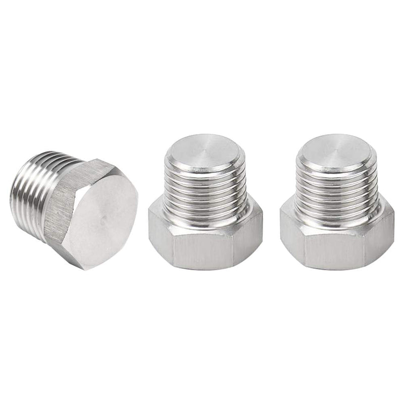 [Australia - AusPower] - Feelers 3/8" NPT Male Outer Hex Head Thread Plug Pipe Fitting, 304 Stainless Steel Oil Drain Plug Fitting (Pack of 3) 3/8"(3pcs) 