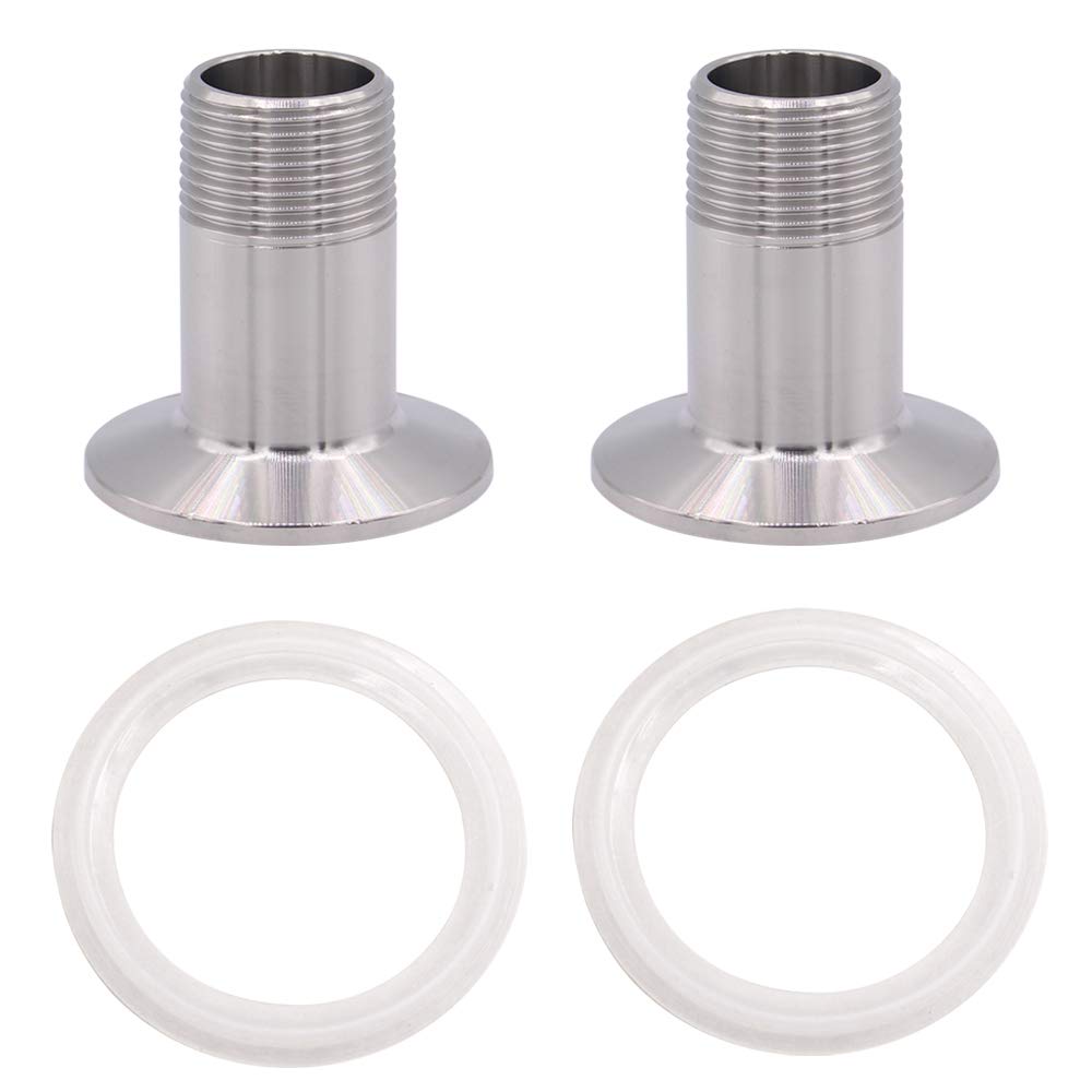 [Australia - AusPower] - DERNORD 2 Pack Sanitary Male Threaded Pipe Fitting to TRI CLAMP with 2 Silicone Gaskets(OD 50.5mm Ferrule) (Pipe Size: 3/4" NPT) Pipe Size: 3/4" NPT 