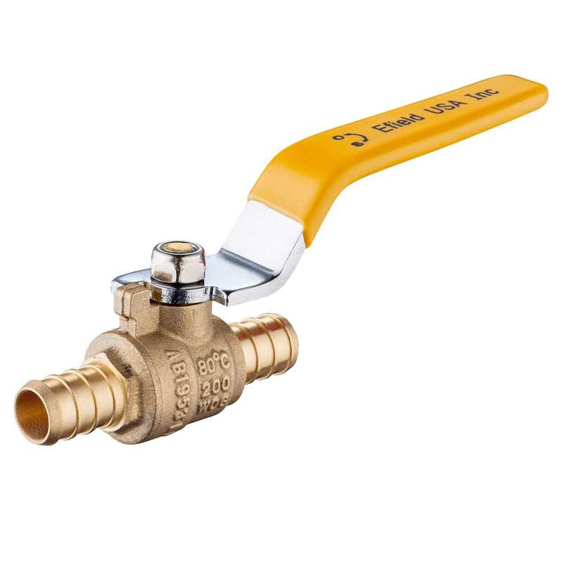[Australia - AusPower] - EFIELD 1-Inch Pex Brass Full Port Shut-off Ball Valve, Yellow Handle Lead Free Brass UPC Certified 
