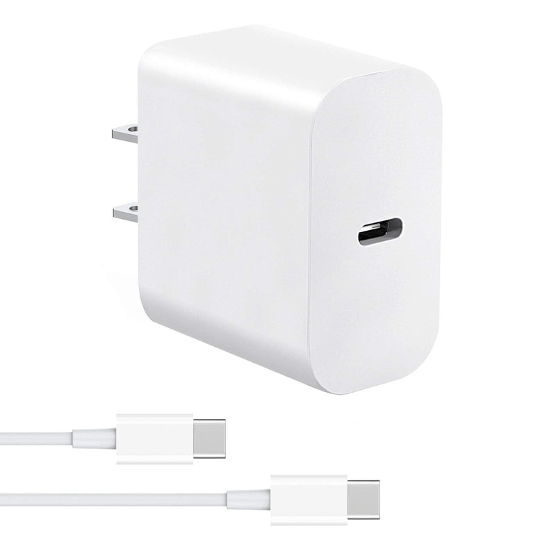 [Australia - AusPower] - USB C Fast Wall Charger, 18W PD Adapter with 5ft USB-C to USB-C Cable Type C Super Quick Speed Charging Power Delivery Block Plug Compatible with Google Pixel5-5G/4/4A/4XL/3/3A/3XL, iPad,Moto,Samsung 