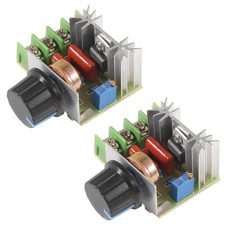 [Australia - AusPower] - ALMOCN 2PCS 2000W PWM AC Motor Speed Control Module AC 50-220V 2000W(max) 25A SCR Constant Adjustable Voltage Regulator (2pcs) 