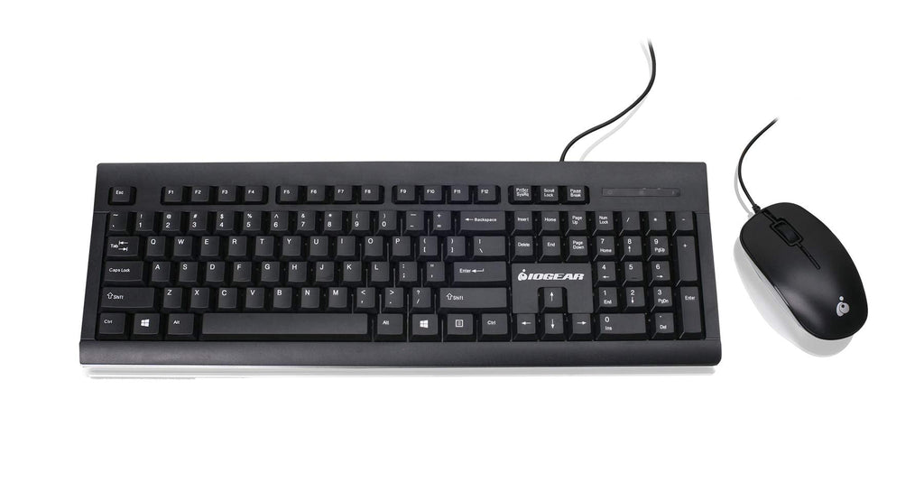 [Australia - AusPower] - IOGEAR 104-Key Spill-Resistant Keyboard and Mouse Combo - Optical Mouse w/ 1000 DPI - Number Lock, Caps Lock, Scroll Lock LED Indicators - GKM513B Wired Keyboard/Mouse Combo 