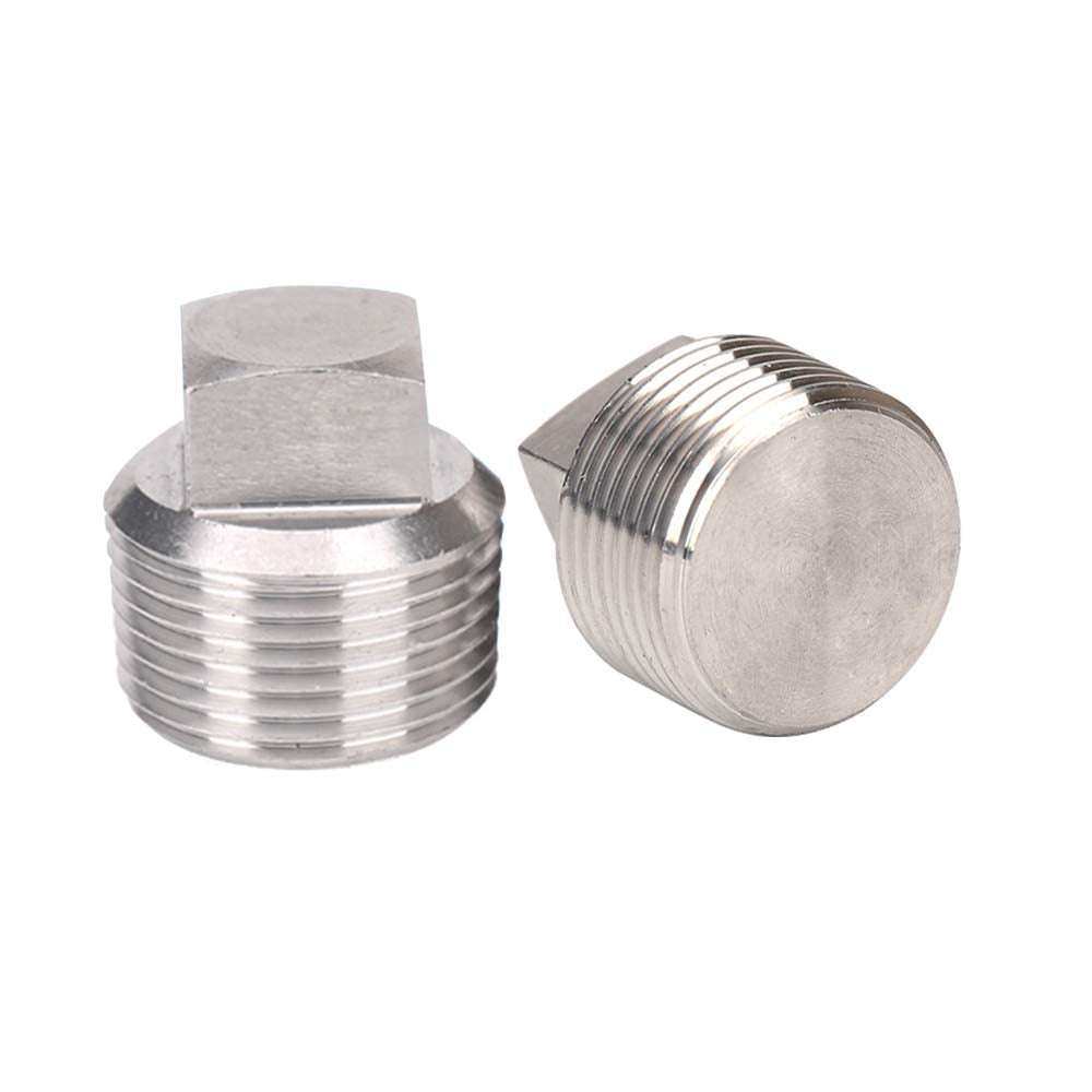 [Australia - AusPower] - Metalwork 304 Stainless Steel Pipe Fitting, Solid Square Head Plug, 1/2" NPT Male (Pack of 2) Pack of 2 