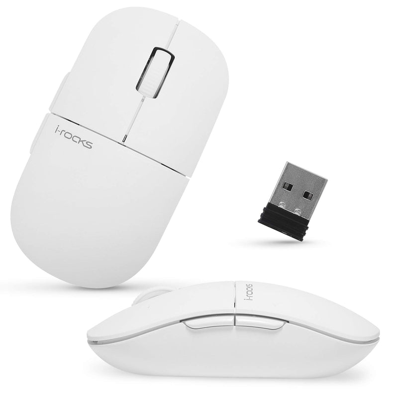 [Australia - AusPower] - i-Rocks M23R 2.4G Wireless Silent Slim Mouse, Optical Mice with USB Nano Receiver, Adjustable DPI Levels for PC, Notebook, Computer, Laptop, Desktop, Ergonomic Design - White 