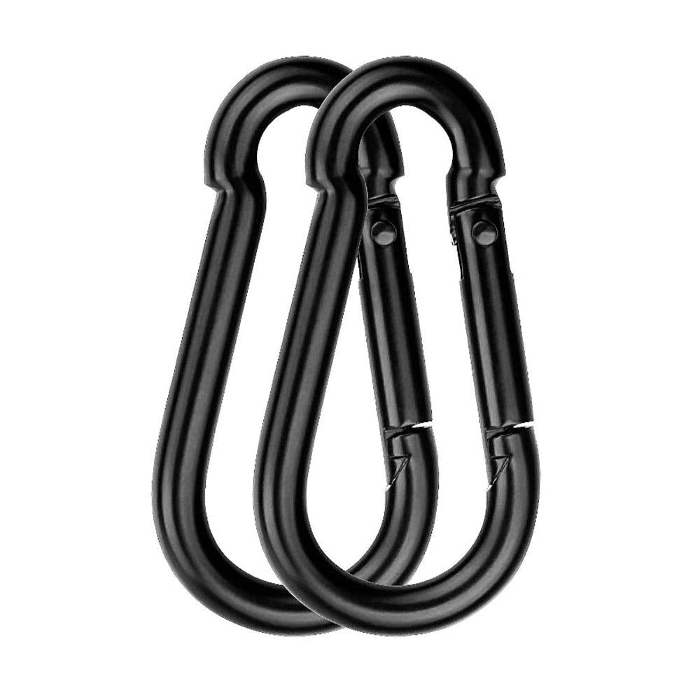 [Australia - AusPower] - Black Carabiner Clip, 3" Heavy Duty Carabiners Clips Hook, Spring Snap Hook Quick Link Buckle Clip for Outdoor Camping Hiking Hammock Swing 2 