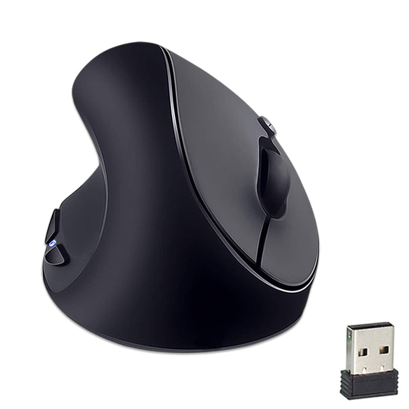 [Australia - AusPower] - Left-Handed Mouse,2.4GHz Ergonomic Vertical DPI 800/1200/1600 Wireless Mouse with USB Receiver for Small Hand,Black Black 