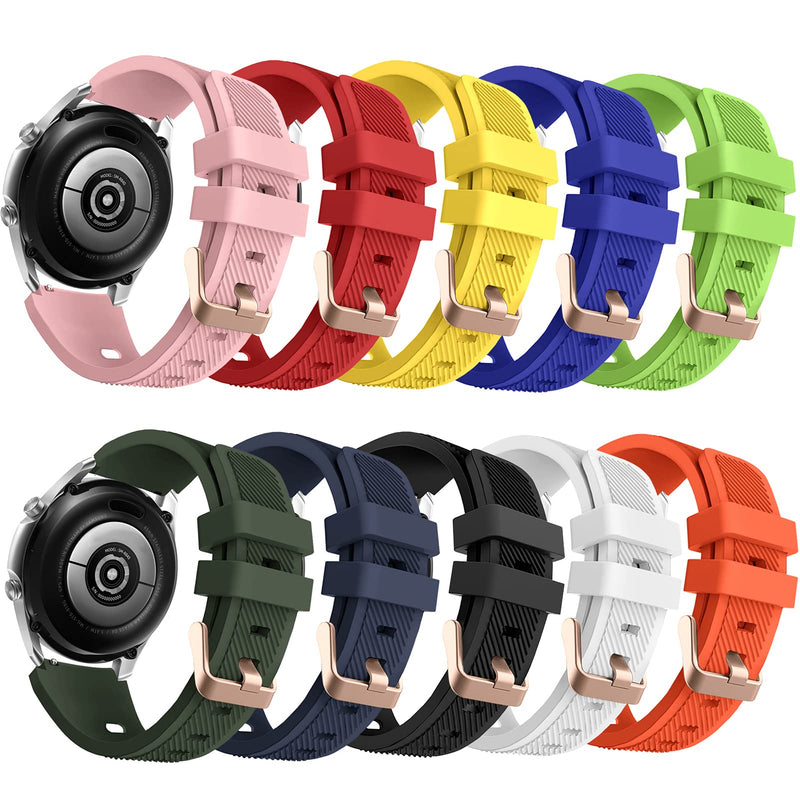 [Australia - AusPower] - 10 Packs Sport Bands Compatible with Samsung Galaxy Watch 3 45mm / Gear S3 Classic/Frontier / Galaxy Watch 46mm for Men Women, NAHAI 22mm Watch Band Silicone Replacement Strap for Garmin Vivoactive 4 10 Packs-A-Rose Gold Button 