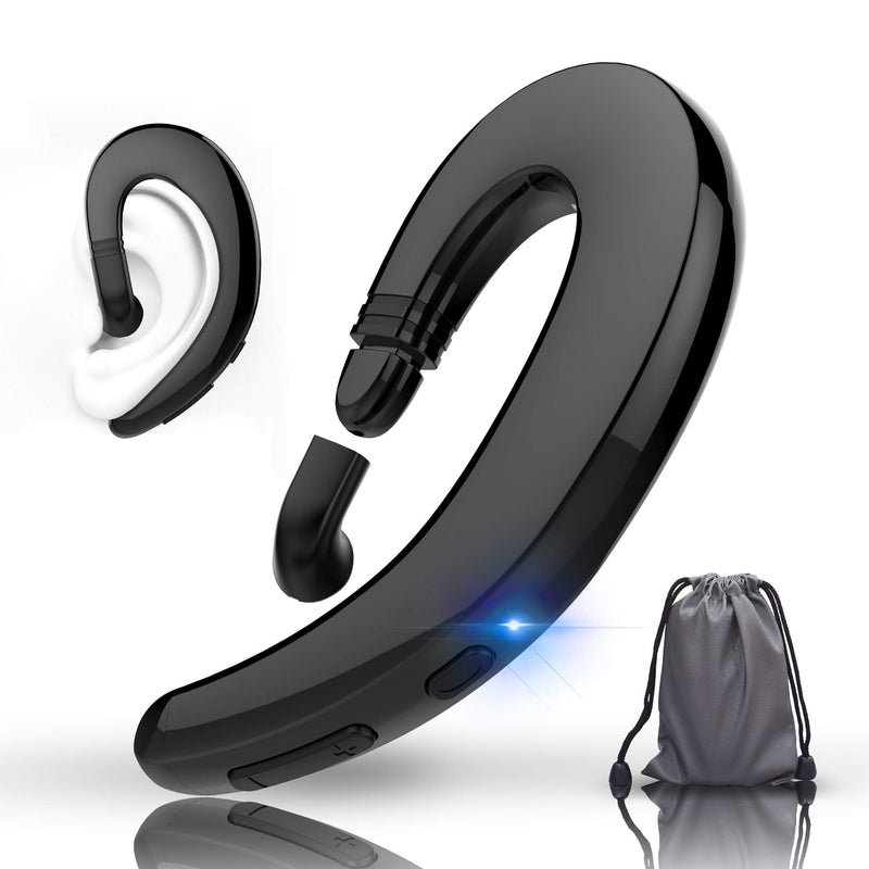 [Australia - AusPower] - Bluetooth Headset Single Ear Cell Phone Wireless Earpiece with Mic Noise Cancelling Earphone V5.0 Ultralight Hands Free 10 Hrs Talking Time for Business/Office/Driving/iPhone Android(Black) Black 