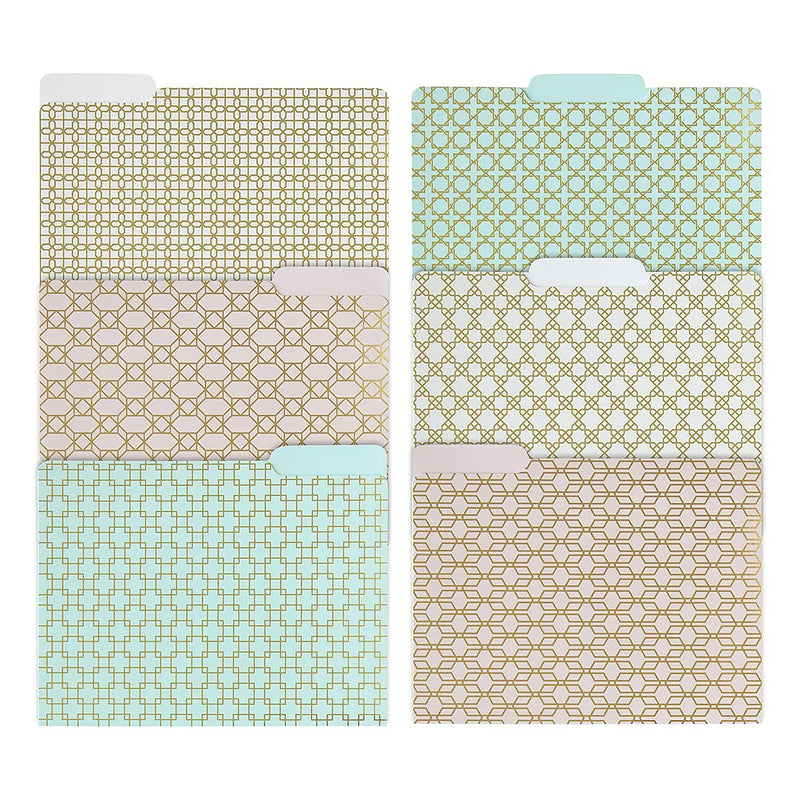 [Australia - AusPower] - Blu Monaco Decorative File Folders - 1/3 Cut Tabs Gold File Folders - Letter Size - Set of 12-3 Each of 4 Cute File Folders Patterns with Gold Foil Pink Aqua and Cream 