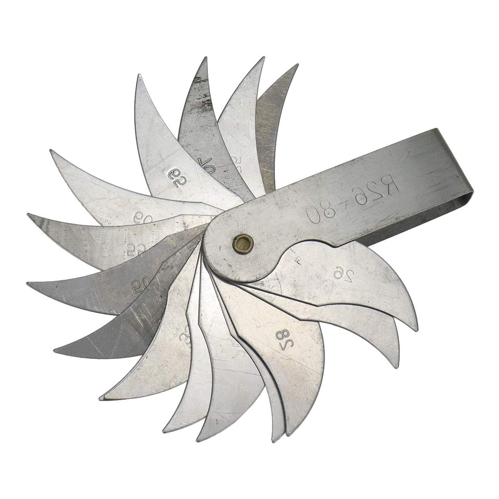[Australia - AusPower] - Sydien 1Pc Stainless Steel 16 Leaves Radius Gauge Portable Concave Convex Measuring Tool (R26-80mm) 