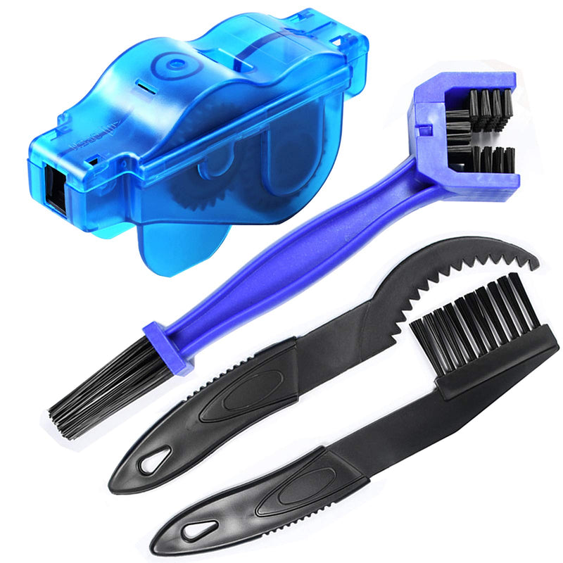 [Australia - AusPower] - Bike Chain Cleaner, Bike Cleaning Kit, Chain Cleaner for Cycling, Suitable for Mountain Bike, Road Bike, BMX, Bicycle Cleaning Brush Tool for Drivetrain, Gear, Cassette, Sprockets, 4 Piece Set 