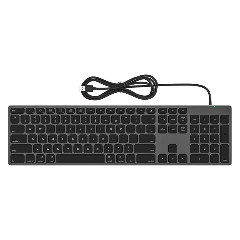 [Australia - AusPower] - Wired Keyboard for Apple Mac OS Computer/Laptop, Aluminum Alloy Housing,150CM Cable Connection, Plug-N-Play USB Keyboard with Numeric Keypad Available to iMac/Mac Mini or MacBook Pro/Air-Black 