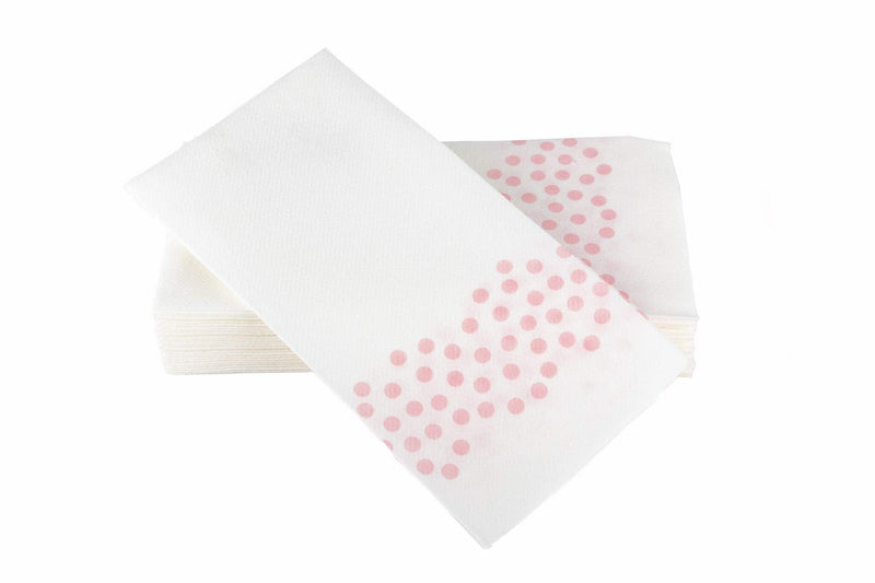 [Australia - AusPower] - SimuLinen Disposable Guest Bathroom Hand Towels – Pink DOTS - Linen-Like Disposable Paper Towels, Cloth-Like Texture Single-Use - Perfect Size: 12x17” Unfolded & 8.5x4” Folded - Pack of 25 