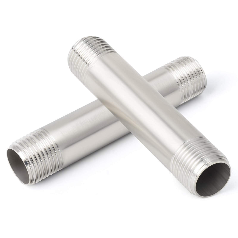 [Australia - AusPower] - TAISHER 2PCS Stainless Steel Pipe Fittings, 1/2" NPT x 1/2" NPT Male Threaded, 4" Length Nipple Cast Pipe 1/2" NPT(Male x Male) 4"(100mm) Length 