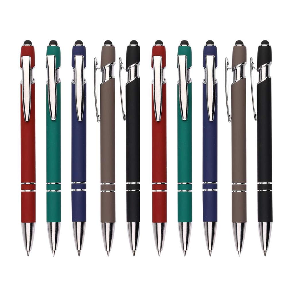 [Australia - AusPower] - Stylus Pens - Black Ink 2 in 1 Capacitive Stylus- Compatible with Most Touch Screen Devices-A Variety of Color Pen Holders (10-Pack) 